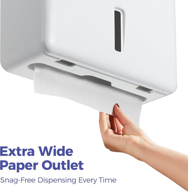 stardrix Multifold Paper Towel Dispenser Wall Mount (White) – Large Capacity C-Fold, Trifold, and Folded Commercial Hand Towels Holder for Bathroom & Restroom – Adhesive or Screw Mounted - Image 5